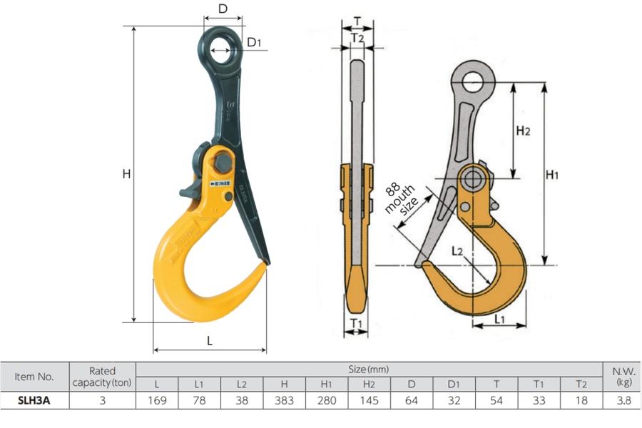 Thông số kỹ thuật của móc cẩu SLH-S